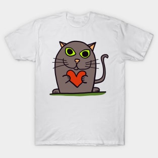 cat with heart T-Shirt